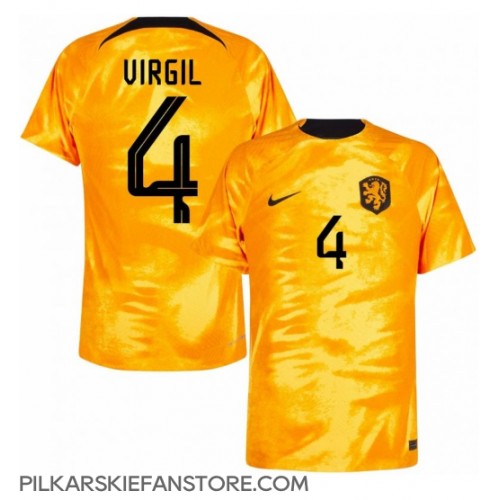 Tanie Strój piłkarski Holandia Virgil van Dijk #4 Koszulka Podstawowej MŚ 2022 Krótkie Rękawy
